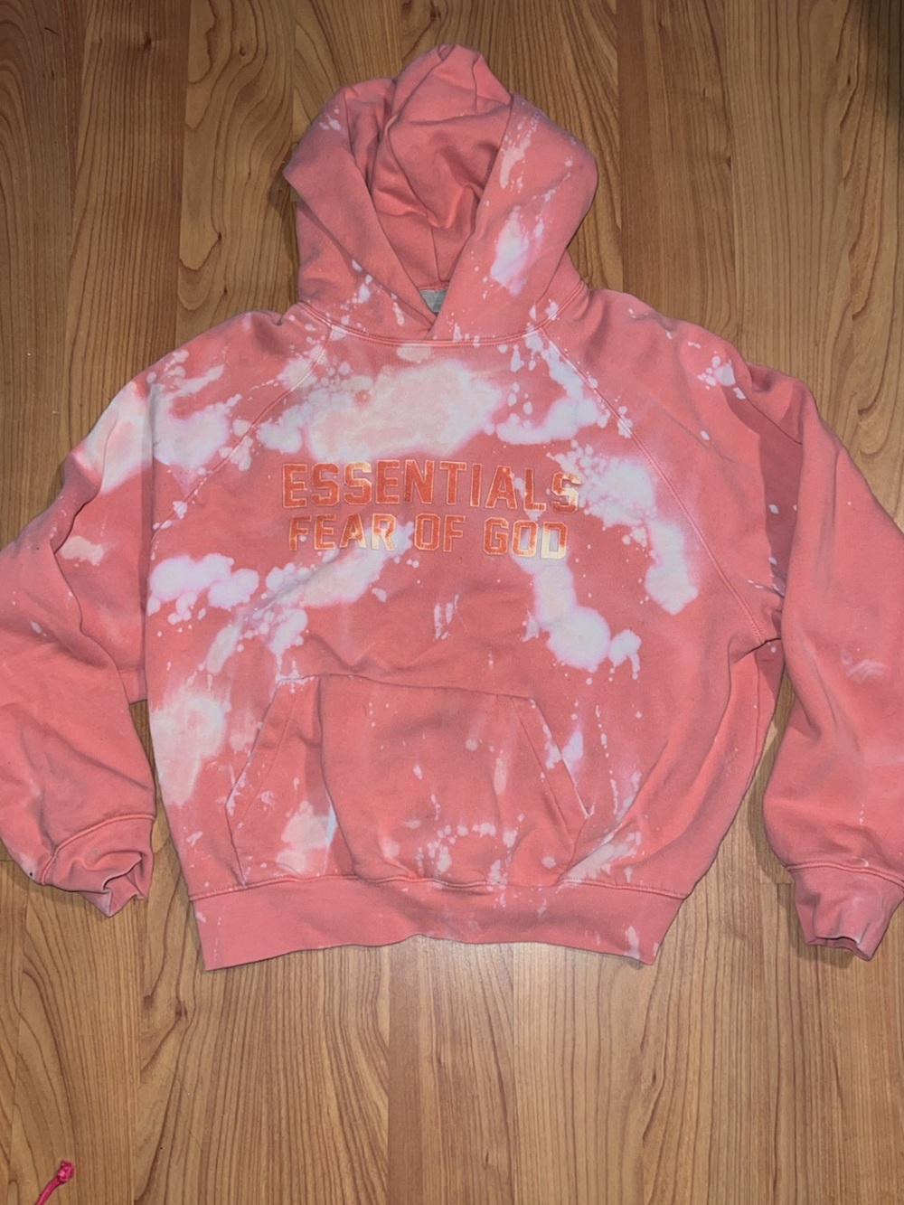 Essentials Fear Of God Coral Custom Tie Dye Hoodie
